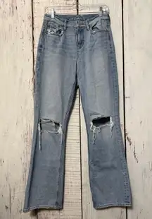 American Eagle Distressed 90's Bootcut Relaxed Light Wash Y2K Denim Jeans Size 4