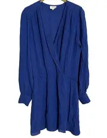 Parker Blue V Neck Silk Dress Small