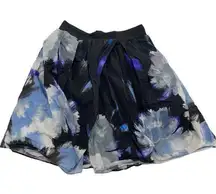 EGGS Skirt Womens 42 IT 6 US Blue Black Watercolor Print Fit Flare Mini Cotton