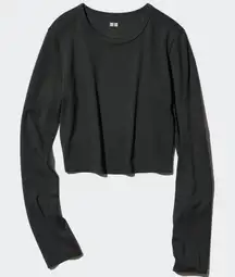 Uniqlo AIRism Soft Cropped T-Shirt Black NWT Medium