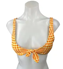 Urban Outfitters Out From Under Yellow Orange Gingham Check Tie Bikini Top Sz M
