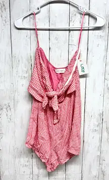 Luca + Grae Romper Women Cottage Small Red Gingham Plaid Tie Front Sleeveless