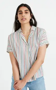 Madewell Women's Park Popover Shirt Rainbow Stripe Palo Multi Antique Cream XS