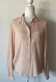 GAP Apricot Gingham Cottagecore Button Down Shirt NWT – Size S – 100% Cotton