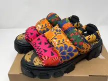 FARM Rio Mixed Print Floral Puffy Platform Slingback Sandals (8)