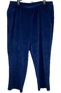 Alfred Dunner 1X Short Pants Womens Blue Velour Pull On Slacks Classic Fit