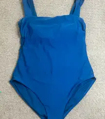 Shade & Shore Blue Square Neck Wide Strap One Piece Swimsuit Size L