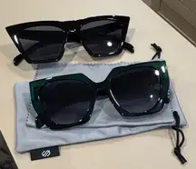 Stylish Black and Green Sunglasses