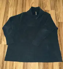 Free People Cowl Neck Ribbed Tunic‎ Sweater Deep Peacock Blue Green