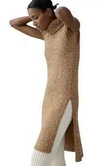 Anthropologie Flowy Maxi Tunic Sweater Honey Camel Large