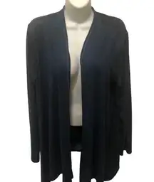 Pure Jill Indigo Ocean Wash Draped Open Concept Cardigan M Long Stretch Fall