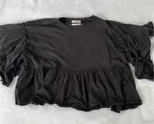 Urban outfitters dark blue babydoll peplum short sleeve top