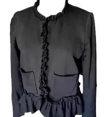 J. Crew Black Ruffled Blazer