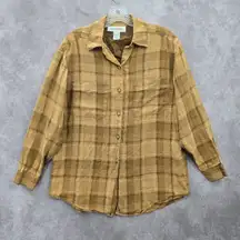 Jones New York Yellow Plaid Flannel Western Urban 90s Skater Grunge Shirt 6