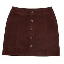 Falls Creek Corduroy Skirt Womens Size 8 Maroon Button Front Classic Fall