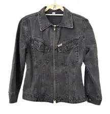 GUESS‎ BY GEORGES MARCIANO Vintage Fitted Denim Jacket Faded Black Small