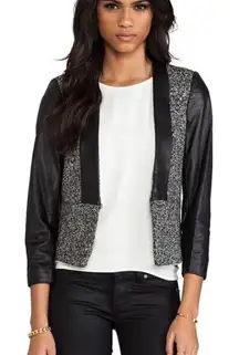 BY MALENE BIRGER Elegant Sway Chium Leather Tweed Blazer Jacket Size 36 US 4 NWT