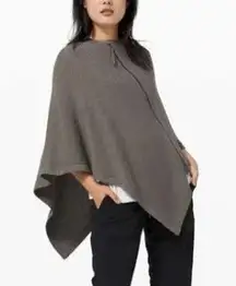 Lululemon On the Go Poncho Knit Sweater Zip One Size Gray