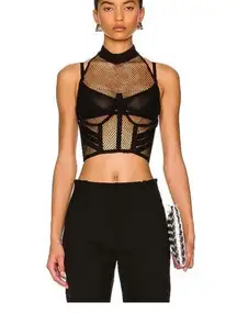 Dion Lee net lace bustier layered top