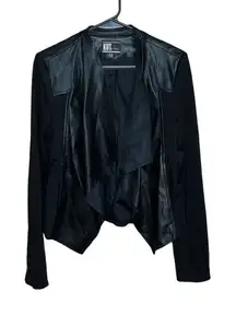 Women’s Kut from the Kloth black faux leather open front moto jacket casual fall