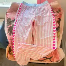 y2k coquette girly pink heart striped pajama pants