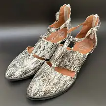 JEFFREY CAMPBELL Ibiza Carina T-Strap Speckled Leather Pointed Toe Sandals Sz 8