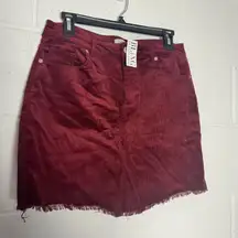 Love Tree Corduroy Mini Skirt Frayed Hem Maroon Casual Trendy Womens