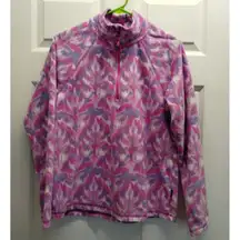Eddie Bauer Women's Size Small Polar Fleece 1/4 Zip Pullover Pink Ikat Sweater