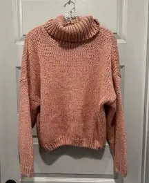 Divided H&M Pink/Orange Knit Turtleneck Pullover Sweater size M