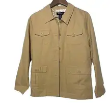 Denim&Co Jacket Cotton Button Up Khaki Small