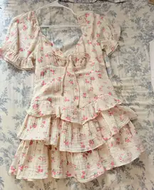 Olivaceous Floral Dress Mini Ruffle