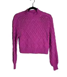 American Eagle Cropped Purple Mock Neck Sweater Spring XS