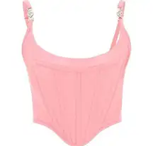 Versace ‘La Vacanza’ Collection Bra Corset Top All Over Wool in Pastel Pink