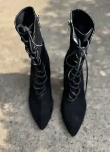 Unbranded Women's 4 Inch Block Heeled‎ Suede Lace Up Boots With Size Zipper