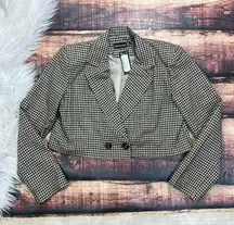 PrettyLittleThing Brown Boxy Cropped Blazer Jacket