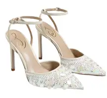 Sam Edelman NWD Size 10 Ivory Embellished Avril Sequin Slingback Pump Heels