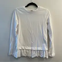 Banana Republic white crewneck sweatshirt with eyelet hem size XS