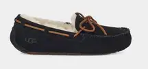 UGG  Women's Size 5 Leather Slip On Dakota Moccasin Slipper Lace Up Black