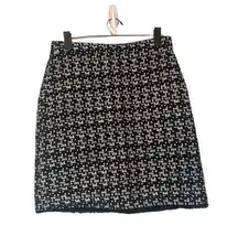 Tahari Black & White Print Tweed Cotton Blend Mini Pencil Skirt Women Sz 8