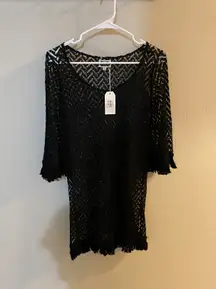 Black Knit Beach Coverup