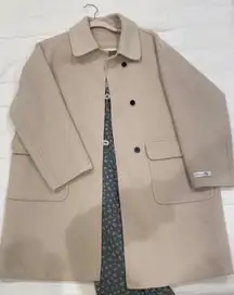 Oatmeal Wool Pea coat With Black Buttons 