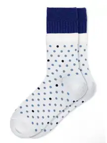 HUE Layered Demi Crew Socks 2 Pair Pack Polka Dot White Blue Women One Size