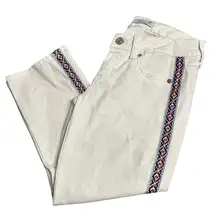 Seven7 Womens White Jeans Embroidered Trim Cropped Denim Pants size 26‎