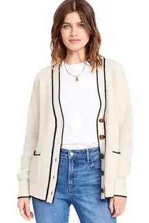 Relaxed Cardigan Sweater, Size Medium, Crème De La Crème