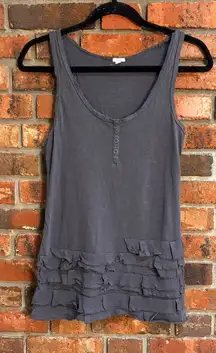 J. Crew womens Henley style ruffle tank top gray XS