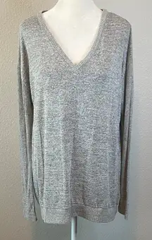 Gap Softspun VNeck Long Sleeve Light Gray Marl Size XS