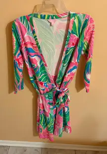 Lilly Pulitzer Emilia Wrap Dress in Paradise Bound Serene Blue