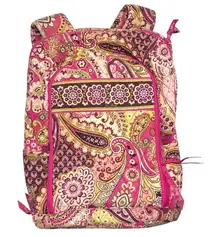 Vera Bradley Laptop Backpack Very Berry Paisley Pink Cotton NWOT