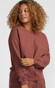 Parachute Waffle Lounge Crewneck Top Women's Blouse Top Shirt Clay Red Brown