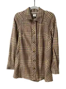 CAbi Yorkshire Shacket tan & brown plaid #4298 sz Small